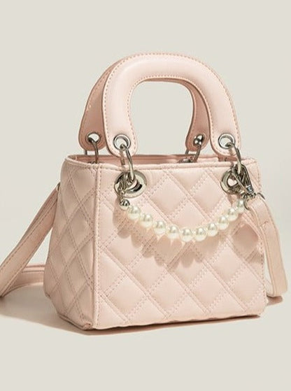 Pearl Strap Quilting Shoulder Bag