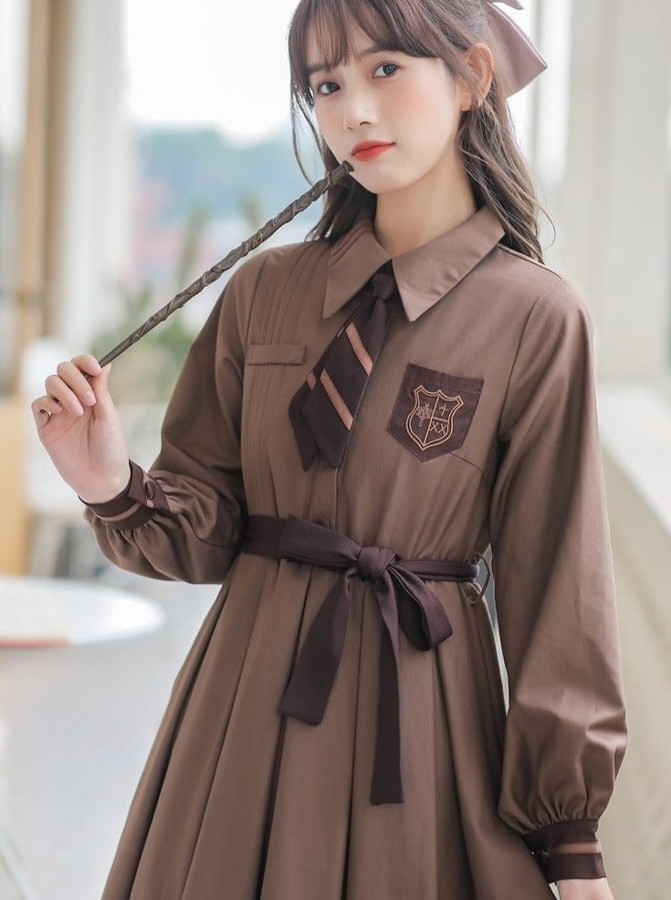 Cape Coat + Emblem Military Dress With Necktie