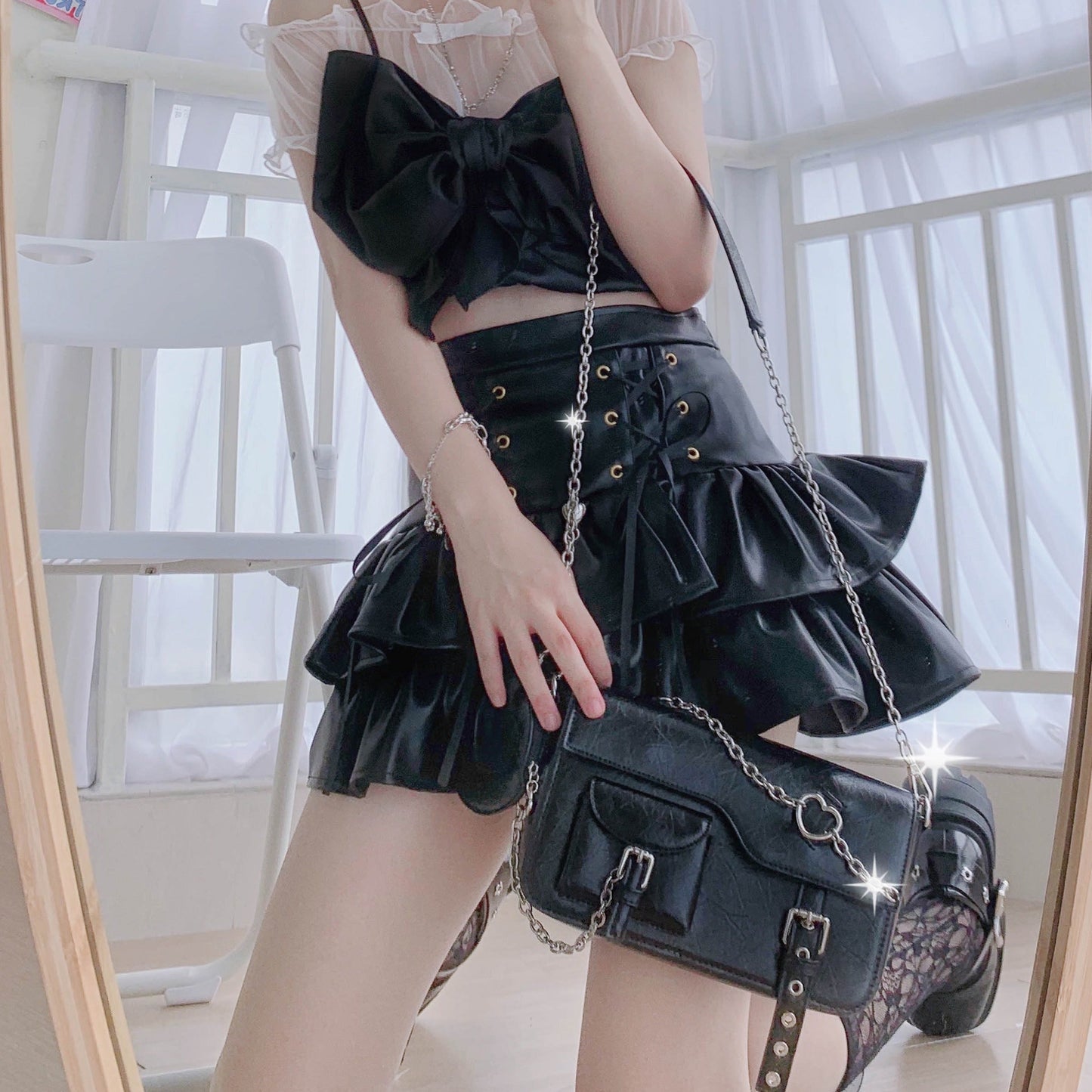 Clear Heart Case With Insert Pocket and Chain Strap Bag