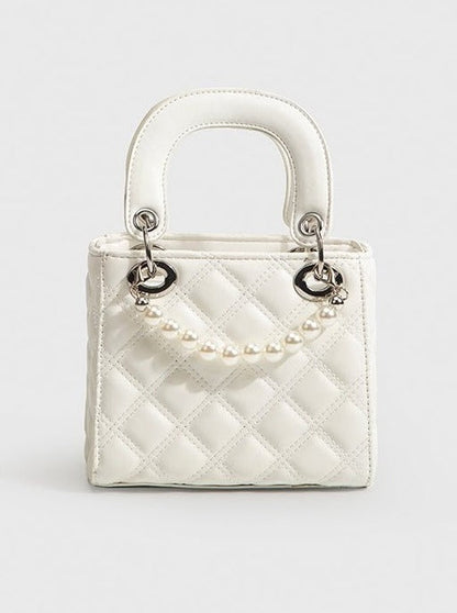 Pearl Strap Quilting Shoulder Bag