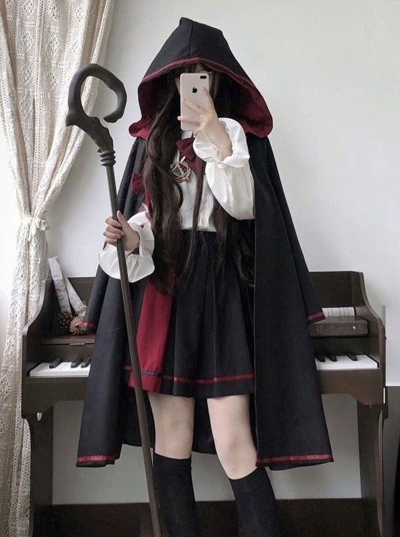 Hooded Coat + Candy Sleeve Shirt + a Line Skirt