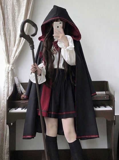 Hooded Coat + Candy Sleeve Shirt + a Line Skirt