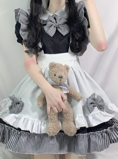 Gingham Dress + Ruffle Apron