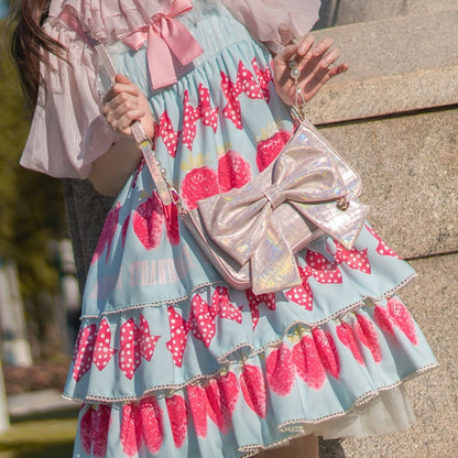 Heart Charm Bow Bag [short & Pearl Long Strap Included]