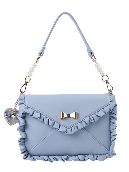 Bag With Heart Strap and Bow Ruffle