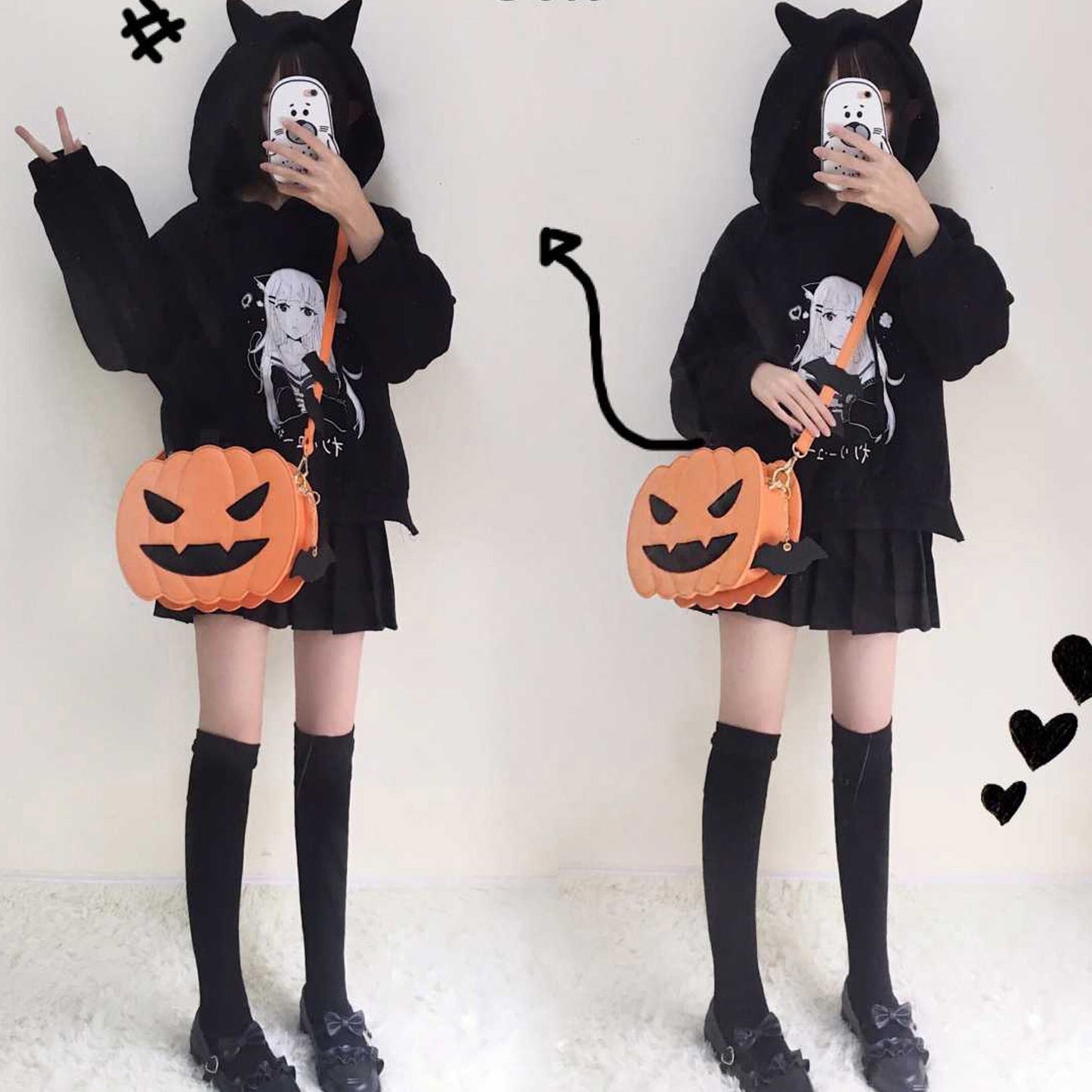 Bat Motif Pumpkin Bag