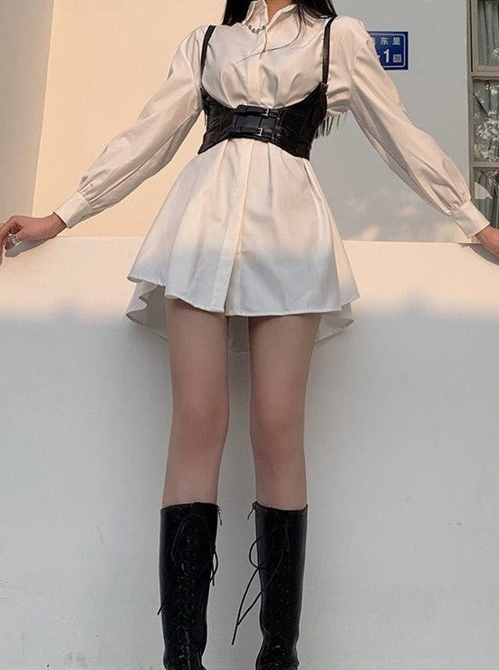 Shirt Dress With Corset Belt