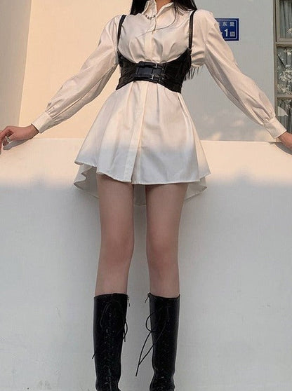 Shirt Dress With Corset Belt