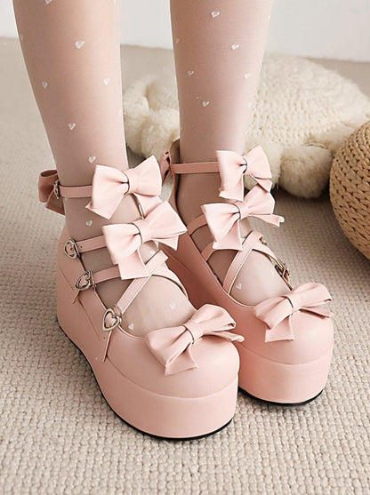Cross Bow Strap Platform Shoes