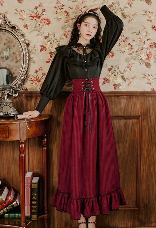 Ruffle Lace Shirt + Corset Ruffle Skirt