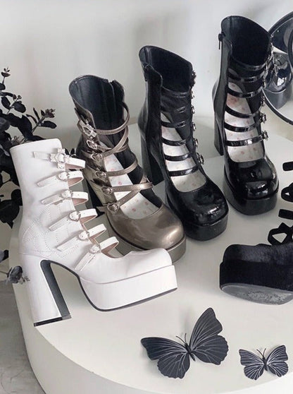 Cross Heart Strap Super Platform Boots