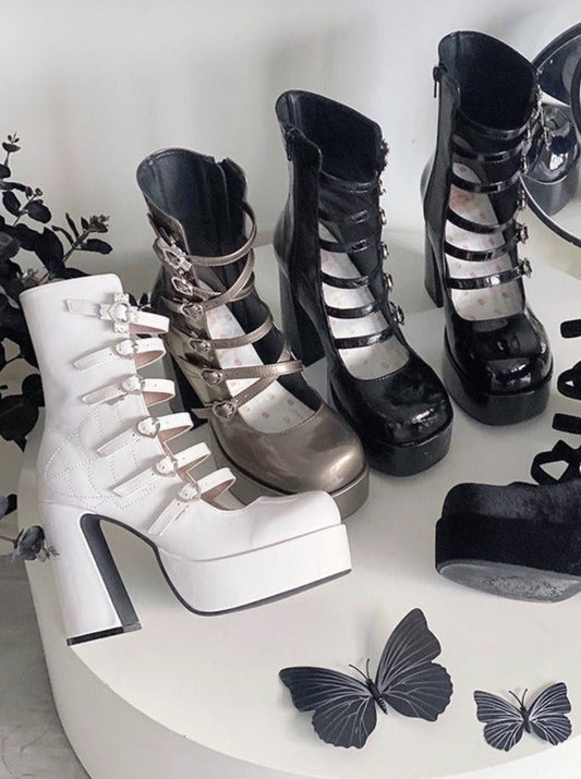 Cross Heart Strap Super Platform Boots