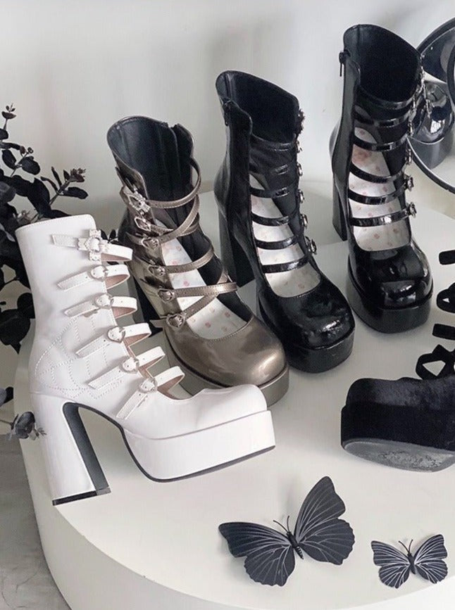 Cross Heart Strap Super Platform Boots