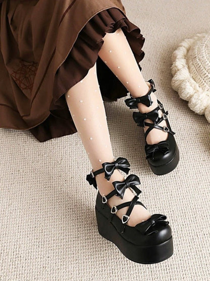 Cross Bow Strap Platform Shoes