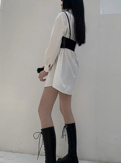 Shirt Dress With Corset Belt