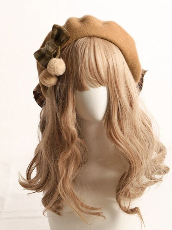 Plaid Pattern Bow Beret