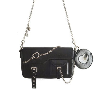 Clear Heart Case With Insert Pocket and Chain Strap Bag
