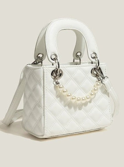 Pearl Strap Quilting Shoulder Bag