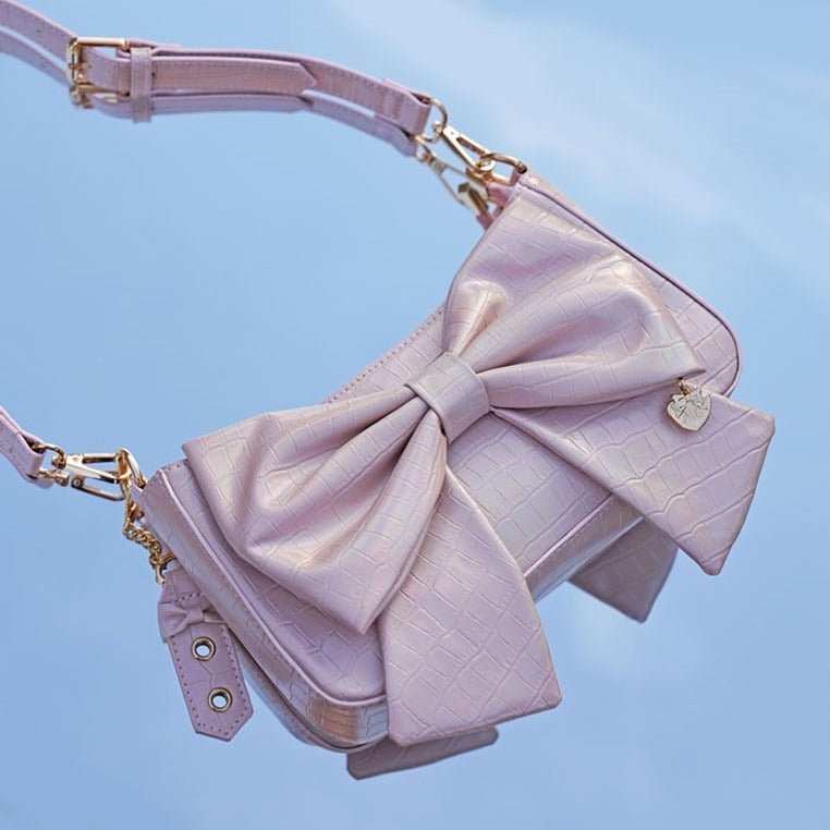 Heart Charm Bow Bag [short & Pearl Long Strap Included]