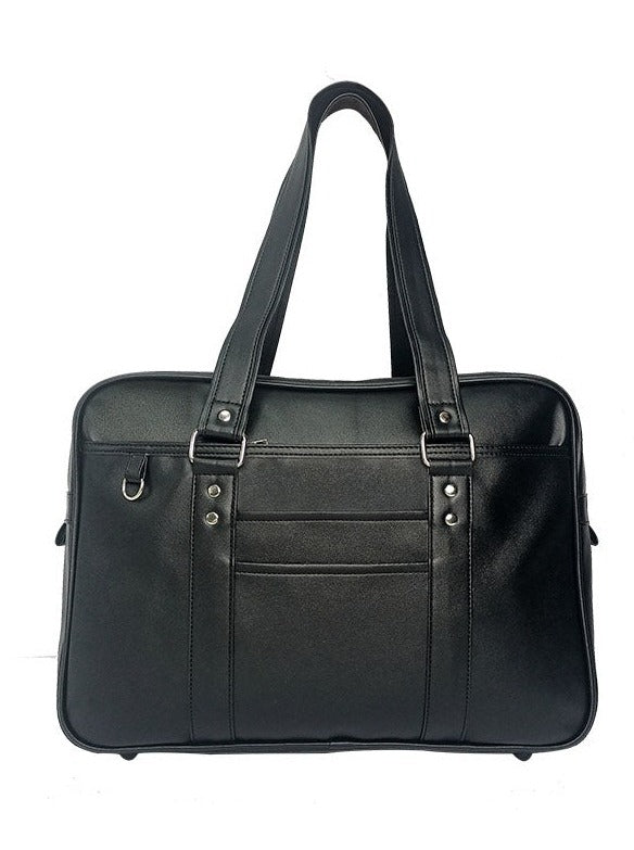 Leather Zip Square Boston Bag