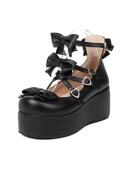 Cross Bow Strap Platform Shoes