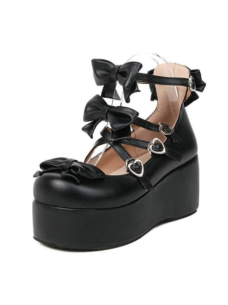 Cross Bow Strap Platform Shoes