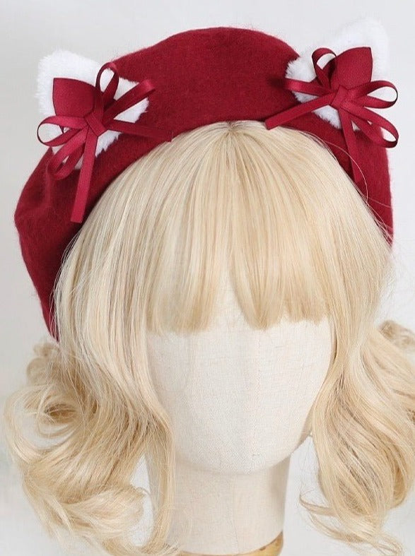 Cat Ears Bow Beret