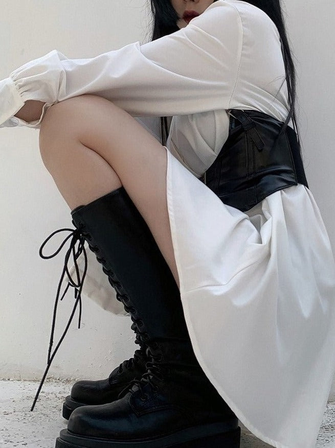 Shirt Dress With Corset Belt