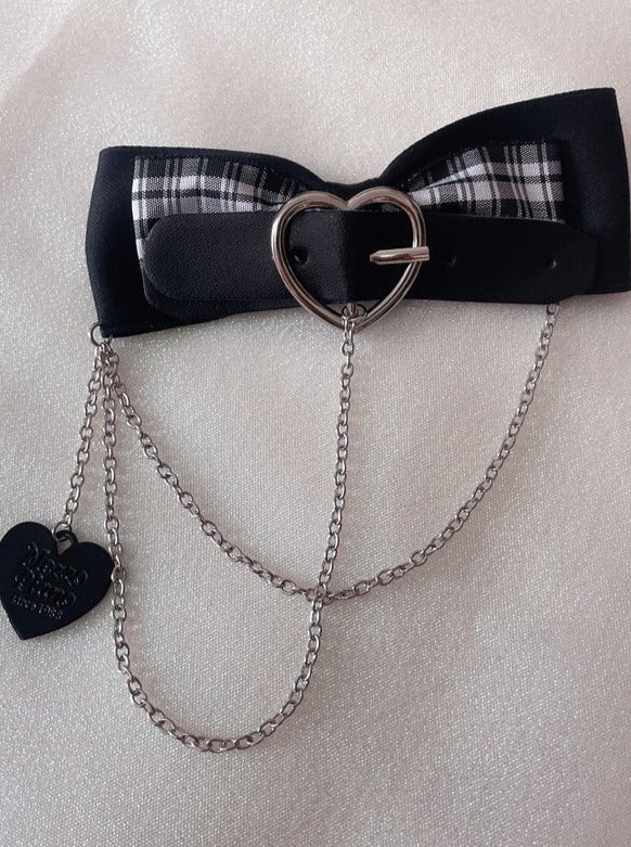 Heart Ring Chain Strap Beret With Bow