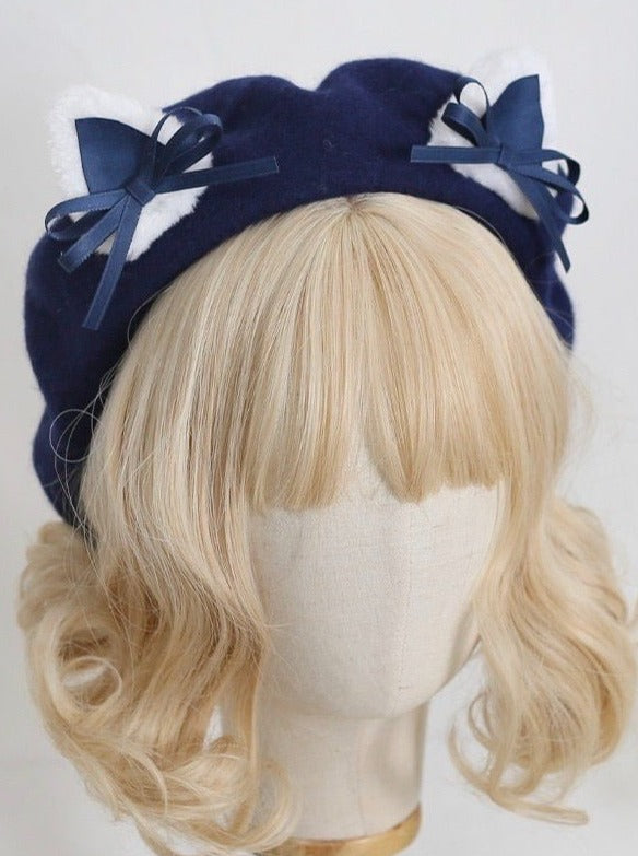 Cat Ears Bow Beret