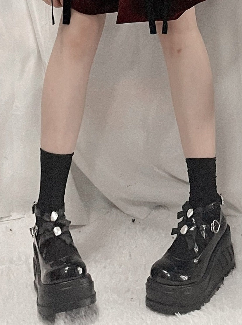 Cross Bow Strap Wedge Sole Shoes