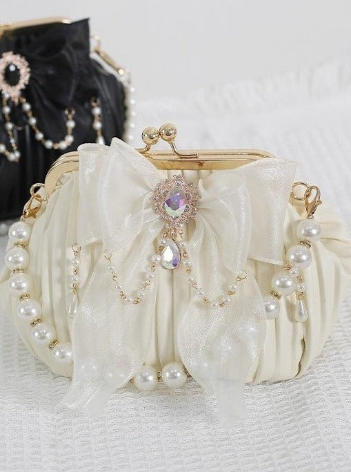 Pearl Handle Jewel Bow Antique Bag
