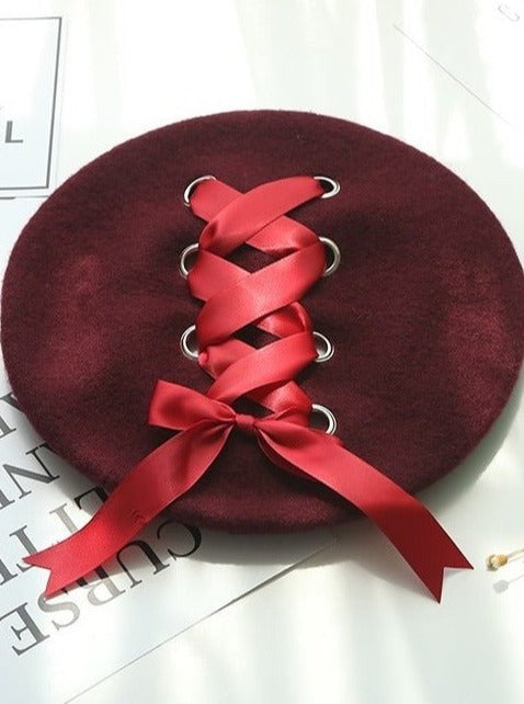 Lace-up Bow Beret