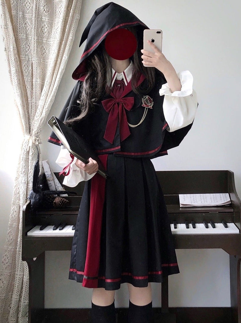 Hooded Coat + Candy Sleeve Shirt + a Line Skirt