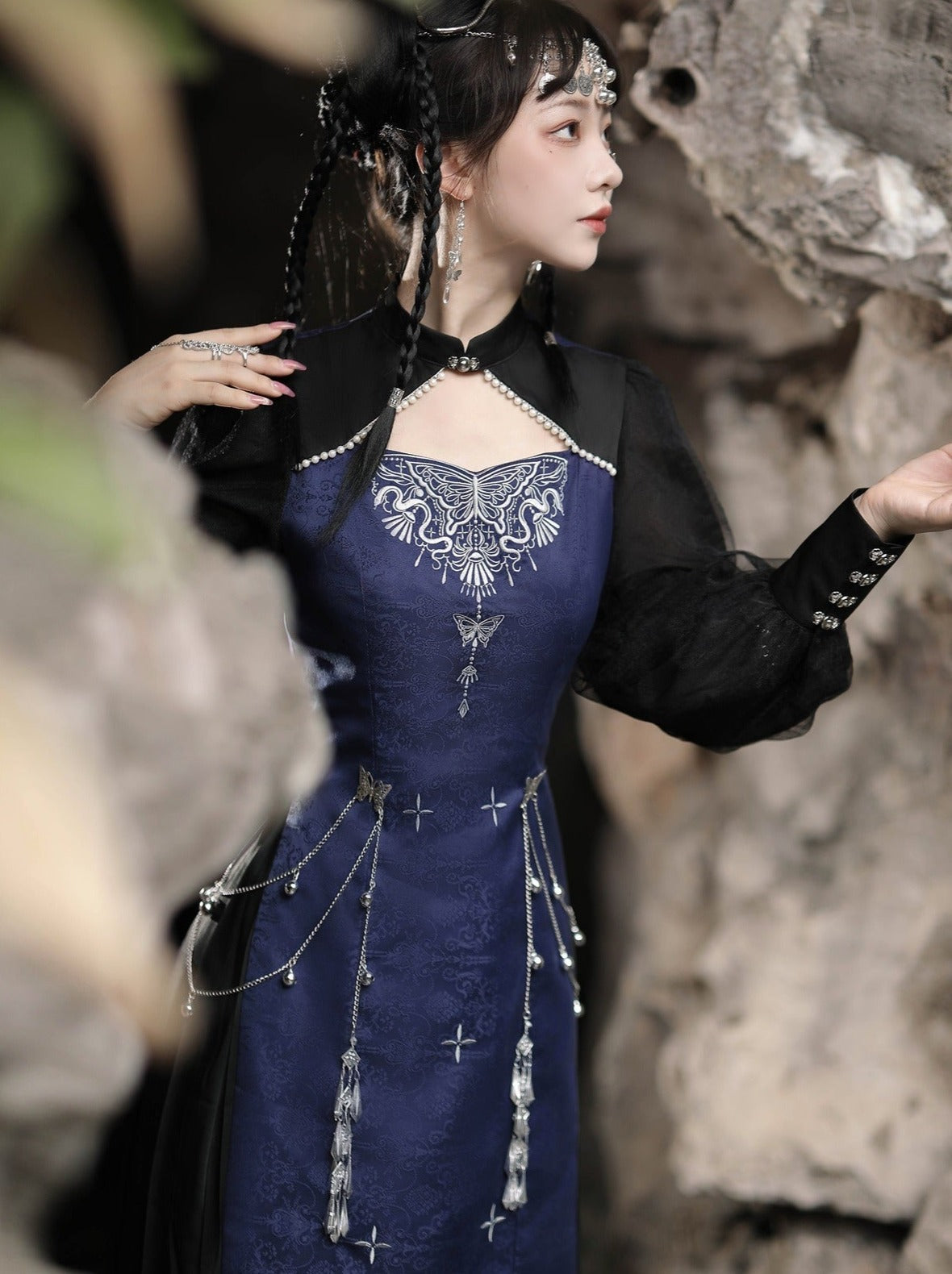 Butterfly Chain Accessories Chinese-style Inspired Layered Dress