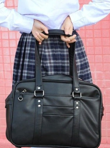 Leather Zip Square Boston Bag