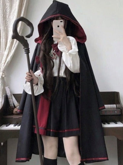 Hooded Coat + Candy Sleeve Shirt + a Line Skirt