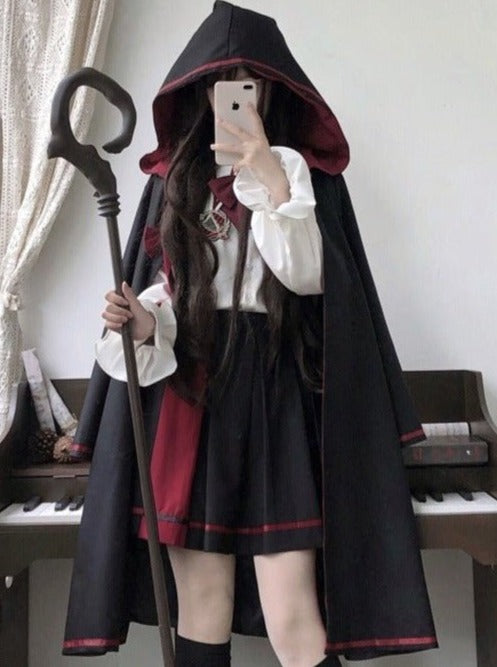 Hooded Coat + Candy Sleeve Shirt + a Line Skirt