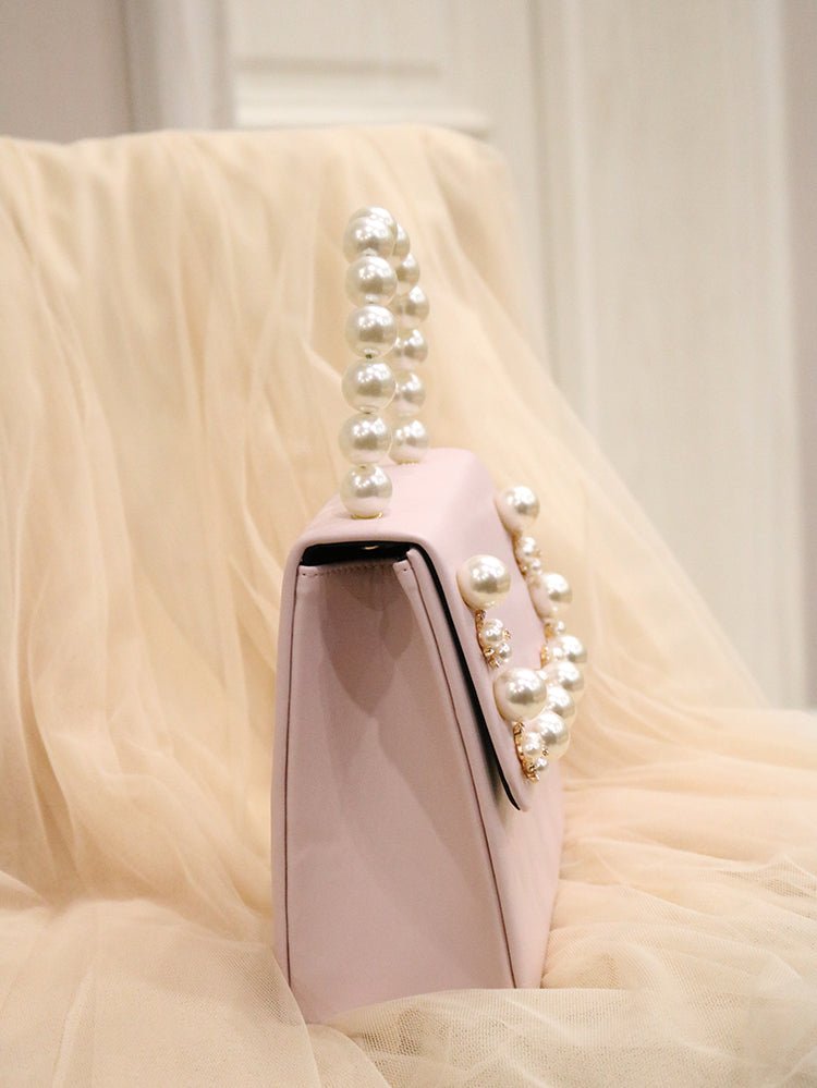 Pearl Deco Flap Bag With Chain Strap