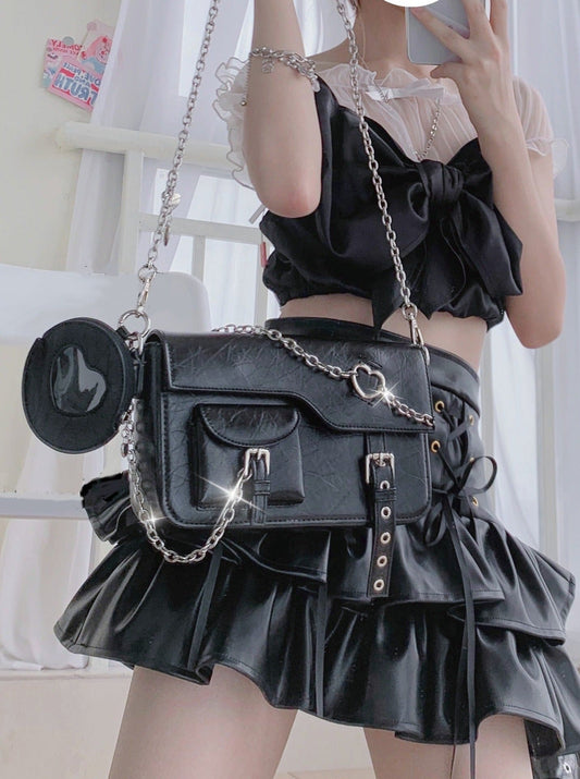 Clear Heart Case With Insert Pocket and Chain Strap Bag