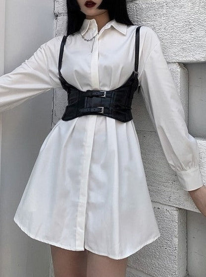 Shirt Dress With Corset Belt