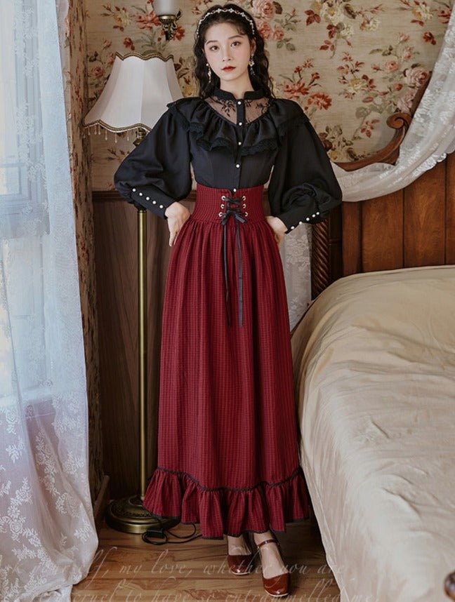 Ruffle Lace Shirt + Corset Ruffle Skirt