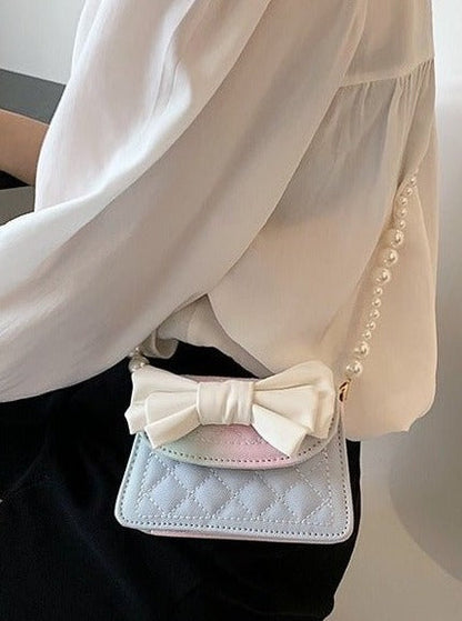 Pearl Handle Quilted Bow Shoulder Bag