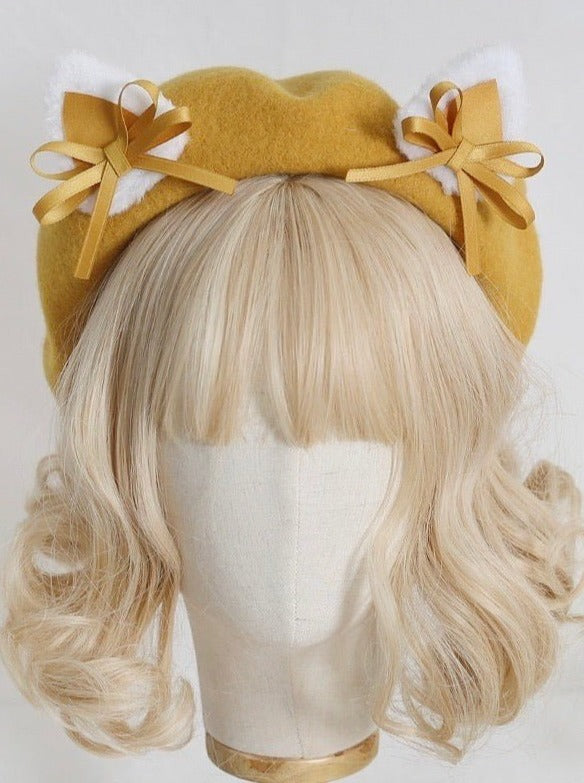 Cat Ears Bow Beret