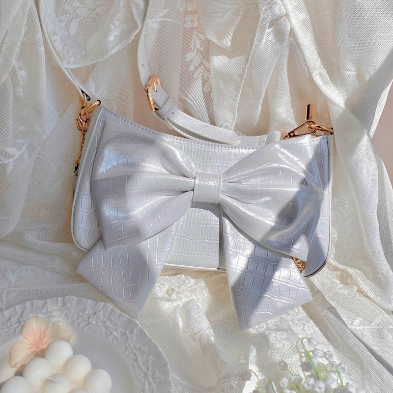 Heart Charm Bow Bag [short & Pearl Long Strap Included]