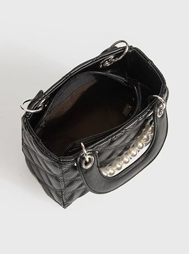 Pearl Strap Quilting Shoulder Bag