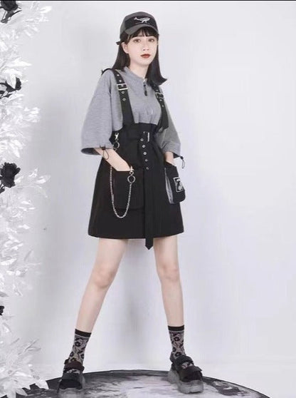 Jirai Two-tone Sweat Dress + Waist Strap Belt