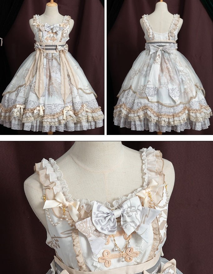 Cross Shoulder Waist Mark Ribbon Dress