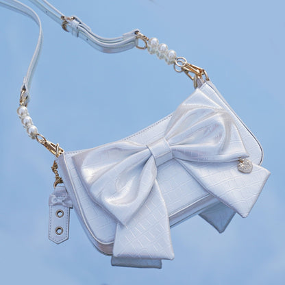Heart Charm Bow Bag [short & Pearl Long Strap Included]