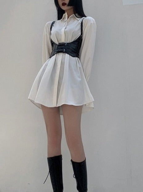 Shirt Dress With Corset Belt